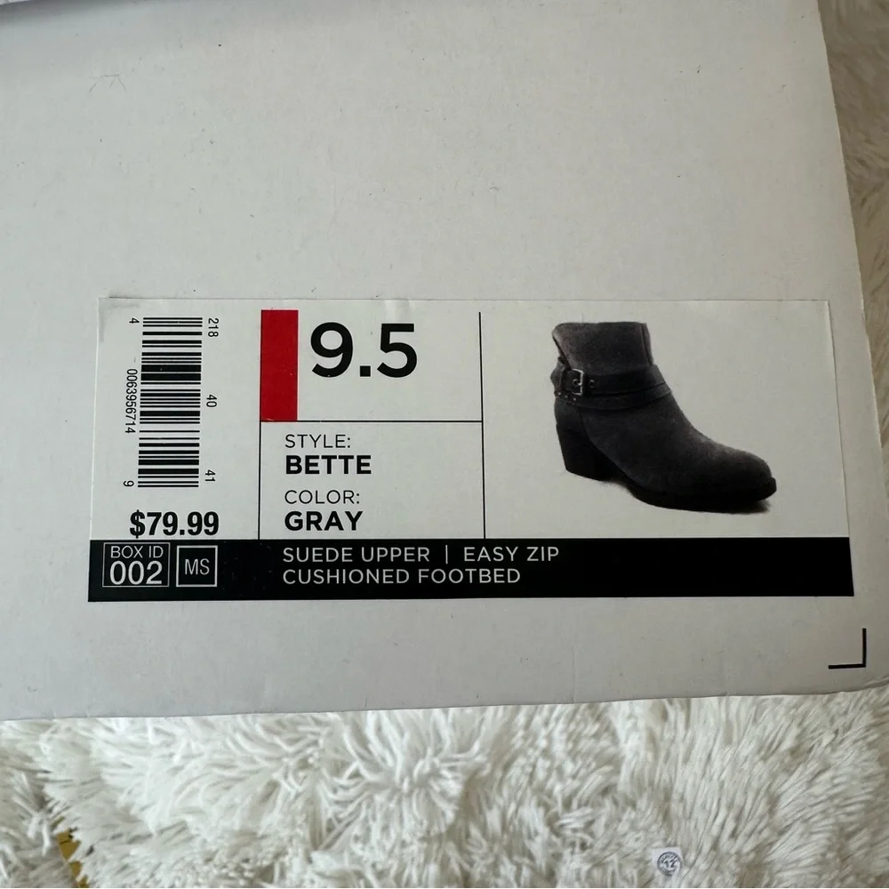 Sonoma Bette Gray Faux Suede Ankle Booties Side Zip Block Heel Women’s 9.5 NWT